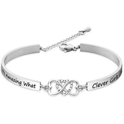 WENATA Sweet 16 Bracelet Sweet Sixteen Jewelry Its Amazing What Clever Girls Can Be Inspirational Bracelet Birthday Gift Women Girls Gift for Girls