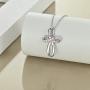POPKIMI Mom Gifts for Mothers Day I Love You Jewelry 925 Sterling Silver Cross Necklace [ Rose Flower and I Love You ] Faith Necklace for Mother Girlfriend Wife Women Girls Friends Birthday Gift