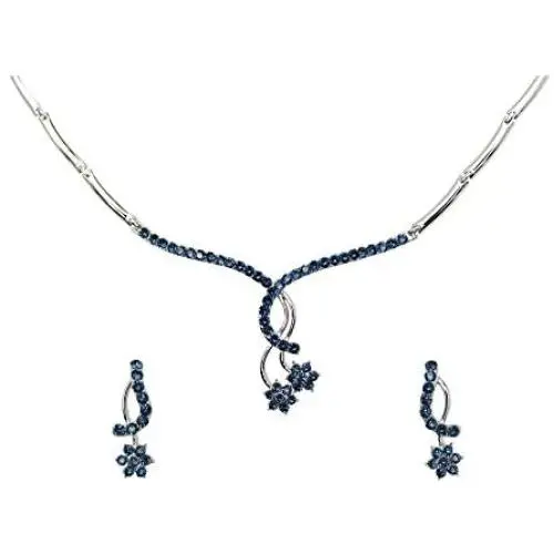 Faship Gorgeous Rhinestone Crystal Floral Necklace Earrings Set Faship Gorgeous Rhinestone Crystal Floral Necklace Earrings Set