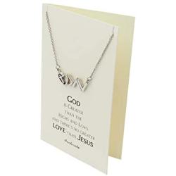 Joyfulle Heart Cross Greater than High Lows Necklace, Minimalist Charm with White Quote Card, New Beginnings Symbol Heart with Cross, Christian Jewelry, Gift Giving Ready Package - 100% Handmade