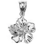 Dainty Sterling Silver CZ Caribbean Hibiscus (Malvaceae) Pendant Necklace