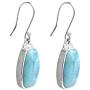 Solid 925 Sterling Silver Natural Larimar Dangle Earrings 1.50''