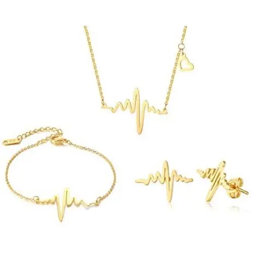 XUANPAI Gold Plated EKG Actual Heartbeat Earring &Bracelet&Necklace 3 Pack Set Cute Life Line Cardiogram Gift for Women Girls XUANPAI Gold Plated EKG Actual Heartbeat Earring &Bracelet&Necklace 3 Pack Set Cute Life Line Cardiogram Gift for Women Girls