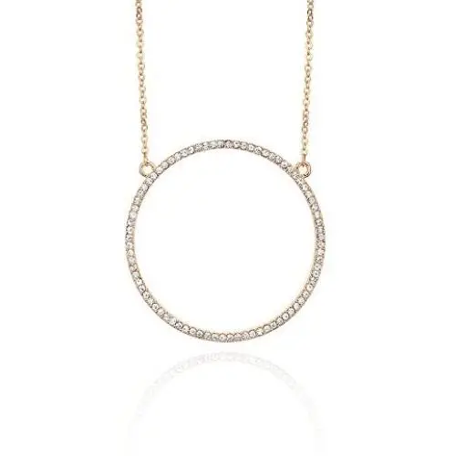 Ouran Long Necklace for Women, Circle Pendant Necklace for Girls Rose Gold and Silver Necklace with CZ Crystal Ouran Long Necklace for Women, Circle Pendant Necklace for Girls Rose Gold and Silver Necklace with CZ Crystal