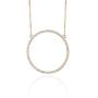 Ouran Long Necklace for Women, Circle Pendant Necklace for Girls Rose Gold and Silver Necklace with CZ Crystal