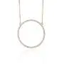 Ouran Long Necklace for Women, Circle Pendant Necklace for Girls Rose Gold and Silver Necklace with CZ Crystal Ouran Long Necklace for Women, Circle Pendant Necklace for Girls Rose Gold and Silver Necklace with CZ Crystal