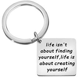 Gzrlyf Inspirational Keychain Life Isnt About Finding Yourself Life is About Creating Yourself George Bernard Shaw Quote Motivation Gifts