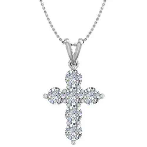1 1/2 Carat Diamond Cross Pendant Necklaces in 14K Gold (Included Silver Chain) - IGI Certified 1 1/2 Carat Diamond Cross Pendant Necklaces in 14K Gold (Included Silver Chain) - IGI Certified