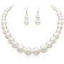 Colorose Faux Pearl Necklace Earring Set for Women Chunky Beads Strand Statement Necklaces Costume Jewelry