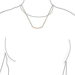 Minimalist Delicate Thin Sideways Horizontal Round Tube Curved Bar Slide Pendant Necklace For Women Teen 14K Rose Gold Plated 925 Sterling Silver