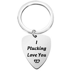 CENWA Anniversary Keychain I Plucking Love You Guitar Pick Keychain for Boyfriend or Husband Gift for Musician