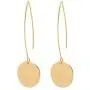 Shiny Hammering Circle Disc Small Dangle Drop Hanging Earrings Long Hoops Geometric Brushed Gold Round Filled Everyday Jewelry for Women and girl