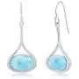 Oval-Shaped Caribbean Natural Larimar Gemstone Sterling Silver Dangling Earrings Jewelry for Women or Teens Oval-Shaped Caribbean Natural Larimar Gemstone Sterling Silver Dangling Earrings Jewelry for Women or Teens