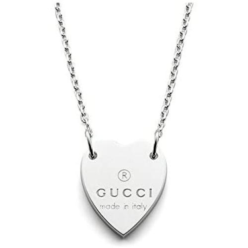 Gucci Trademark Heart Pendant in Sterling Silver Necklace YBB223512001