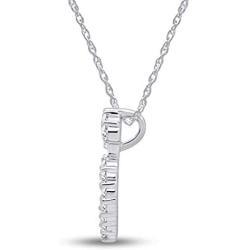Jewel Zone US Heart Crown Pendant Necklace 14K White Gold Over Sterling Silver