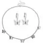 2 Pcs Butterfly Choker Necklace and Earrings Dangle Jewelry Set for Women Gold Silver Choker Chain Necklaces Dainty Butterfly Necklace and Earrings Jewelry Set Girls Gifts