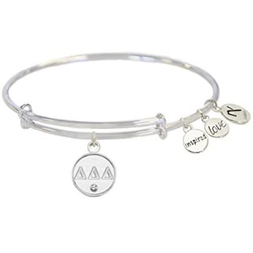 Navika Tri- Delta Sorority Inspired Love Adjustable Bangle Bracelets - Silver - Delta Delta Delta