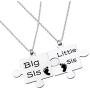 BEKECH Set of 2 Pieces Matching Big Sis Lil Sis Necklace Set Jigsaw Puzzle Pendant Soul SisterJewelry Set for Sisters BFF Best Friends