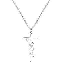 Jewenova Faith Cross Necklace Hope Loved Strength Pendant Necklace Religious Jewelry Gift for Women Dainty Y Pendant Chain Necklace with Meaning Card