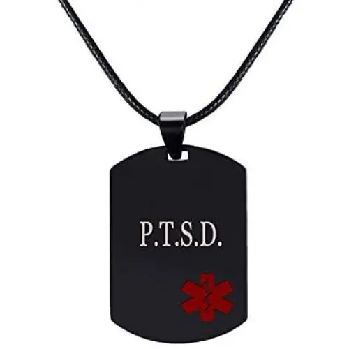 Mens Stainless Steel Customization Medical Alert Dog Tag Pendant Necklace Black,Free Engraved