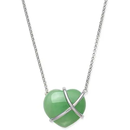 Belacqua Sterling Silver Natural Jade Heart Necklace for Women Belacqua Sterling Silver Natural Jade Heart Necklace for Women
