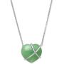 Belacqua Sterling Silver Natural Jade Heart Necklace for Women