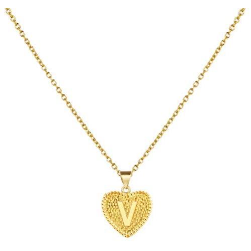 YANCHUN Gold Initial Necklace for Women Heart Pendant Initial Letter Necklaces Alphabet Monogram Necklaces for Girls Jewelry Gift