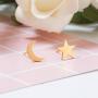 4 Pairs Tiny Stud Earrings Set for Girls Stainless Steel Hypoallergenic Cute Moon Star Stud Earrings for Women Children Valentines Day Birthday Gifts (4 Pairs Moon Star)