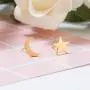 4 Pairs Tiny Stud Earrings Set for Girls Stainless Steel Hypoallergenic Cute Moon Star Stud Earrings for Women Children Valentines Day Birthday Gifts (4 Pairs Moon Star)