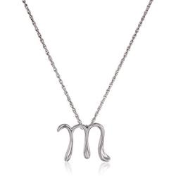 Sterling Silver Cursive Script Initial ''M'' Pendant Necklace, 18''