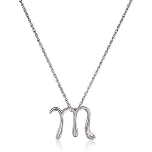 Sterling Silver Cursive Script Initial ''M'' Pendant Necklace, 18''