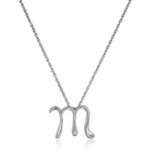 Sterling Silver Cursive Script Initial ''M'' Pendant Necklace, 18''