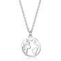 Sllaiss 925 Sterling Silver World Map Pendent Necklaces for Women Men Vintage Dainty Circle Earth Necklaces Long Distance Travel Charm Jewelry Gifts Hypoallergenic