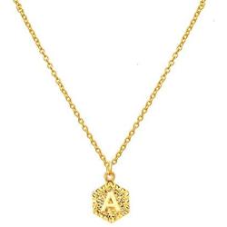 Gold Hexagon Initial Necklace for Girl,Letter A-Z Personlized Name Jewelry Engraved Alphabet Necklace for Teen Girls A