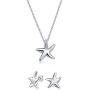 Small Tropical Vacation Nautical Beach Starfish Pendant Necklace Stud Earrings Jewelry Set For Women Girlfriend Polished 925 Sterling Silver