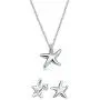 Small Tropical Vacation Nautical Beach Starfish Pendant Necklace Stud Earrings Jewelry Set For Women Girlfriend Polished 925 Sterling Silver