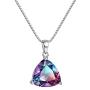 Mystic Topaz Pendant Necklace Sterling Silver Rainbow Stone Trillion Cut Gemstone Fine Jewelry for Women