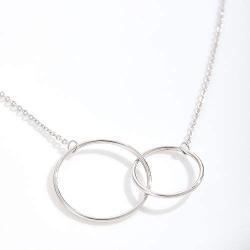 Sweet 16 Gift Necklace: Sweet Sixteen, 16th Birthday, Gift for Her, 2 Interlocking Circles (silver-plated-brass, NA)
