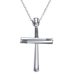 S925 Sterling Silver Baseball Faith Inspirational Pendant Necklace for Women Men