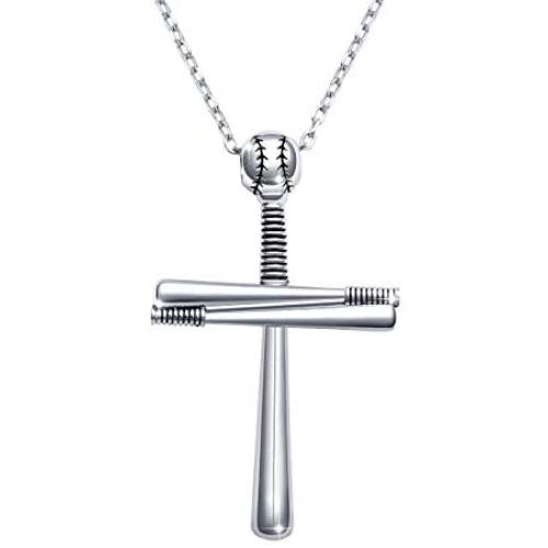 Mens S925 Sterling Silver Cross Pendant Necklace 24 Inches Silver Chain