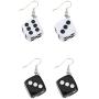 2 Pairs Dice Earring Contracted Sieve Disco Dancing Earrings Punk Resin Black White Cube Dice Casino Drop Earrings Funny Geometric 3D Dice Dangle Earrings for Women Girl Party Jewelry