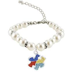 BAUNA Autism Awareness Bracelet Jigsaw Puzzle Piece Symbol Autism Awareness Jewelry for Autism Mom/Autism Teacher/Autistic Girl Asperger Awareness Gifts