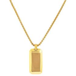 Geoffrey Beene Stainless Steel Mens Angled Edges Dog Tag Necklace