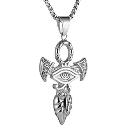 AsAlways Men & Women 18K Gold Eye of Horus Egypt Charm Jewelry Good Luck Success Amulet Friendship Cross pendant