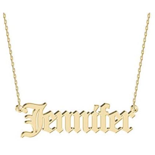 UMAGICBOX Sterling Silver Name Necklace Personalized 18K Gold Plated,Custom Name Plate Necklace,Anniversary Friendship Gift for Women