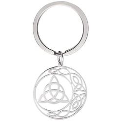 cooltime Stainless Steel Pendant Keychain Irish Celtic Knot Pentagram Good Luck Jewelry for Women