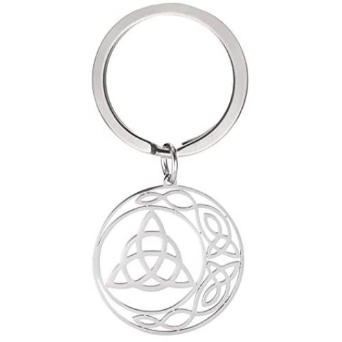 cooltime Stainless Steel Pendant Keychain Irish Celtic Knot Pentagram Good Luck Jewelry for Women