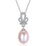 Stunning Flawless Pearl Stud Earrings & Silver Chain Pendant Set| Impeccable Quality Natural, Flawless Freshwater Pearl & 925 Sterling Silver| The Most Unique Fashion Jewelry Set (2 | Pink Pearls)