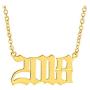 Crazy Feng Birth Year Necklace Gold Number Necklace 14K Gold Stainless Steel Necklace 1985 to 2018 Necklace Old English Necklace for Women Friendship Jewelry Gift 14.2''+2.7''