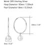 FANCIME White/Yellow Gold Plated 925 Sterling Silver Dangle Drop Pearl Endless Hoop Earrings Dainty Fine Jewelry For Women Girls